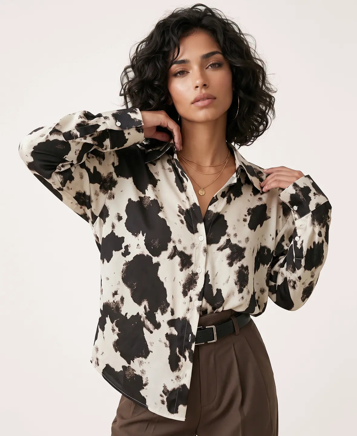 Nova Chic Button-Up Printed Shirt
