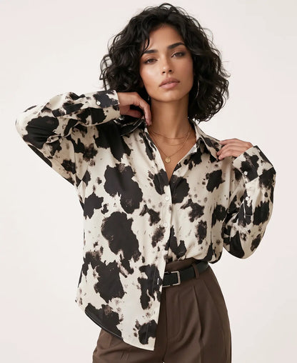 Nova Chic Button-Up Printed Shirt
