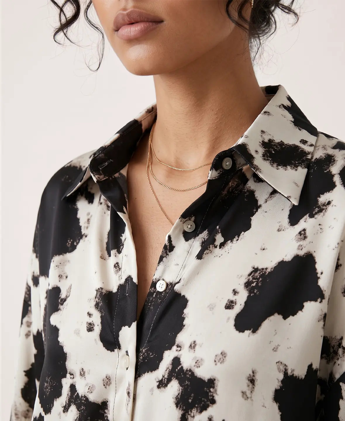 Nova Chic Button-Up Printed Shirt