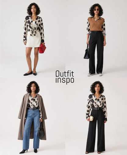 Nova Chic Button-Up Printed Shirt