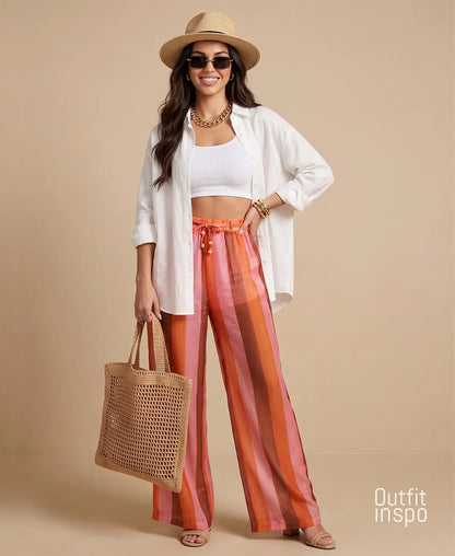 Sunset Chic Striped Pants