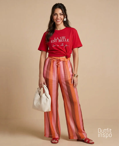 Sunset Chic Striped Pants